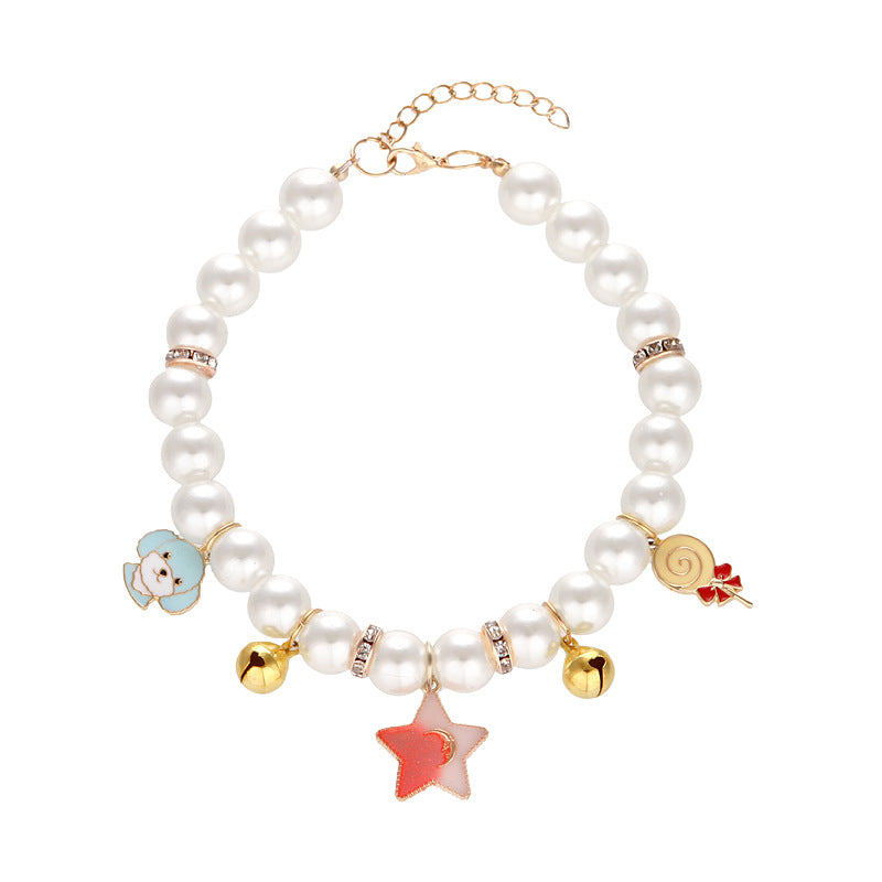 Hand Woven Pearl Cat Collar product image for cats at Petcous