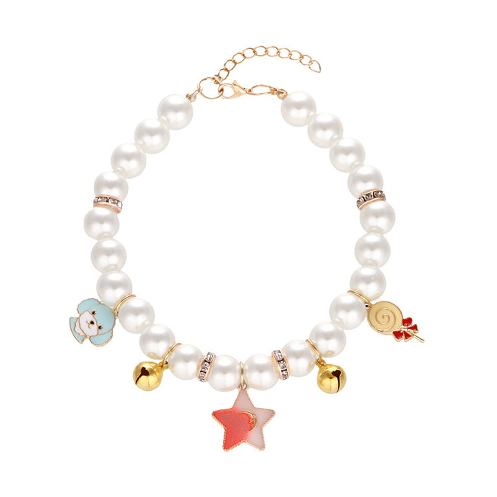 Hand Woven Pearl Cat Collar product image for cats at Petcous