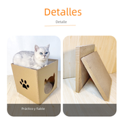 Vertical Cat Scratching Post with Corrugated Paper House